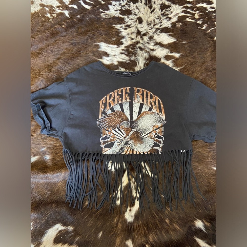 Black Fringe Graphic Tee